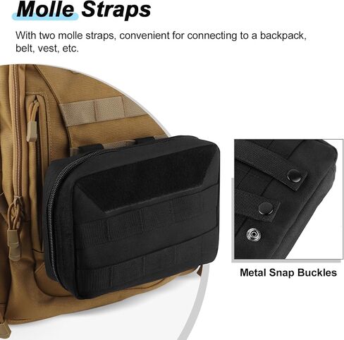Tactical Molle Pouch, Double Zipper Utility EDC Tool Organizer Bag, 1000D Oxford Waterproof Modular Waist Pack with Map Sleeve Metal Snap Strap, for Molle System of Backpack/Vest/Belts in Saudi Arabia