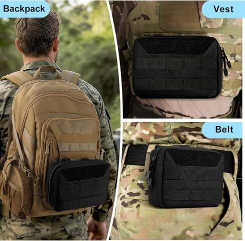 Tactical Molle Pouch, Double Zipper Utility EDC Tool Organizer Bag, 1000D Oxford Waterproof Modular Waist Pack with Map Sleeve Metal Snap Strap, for Molle System of Backpack/Vest/Belts in Saudi Arabia