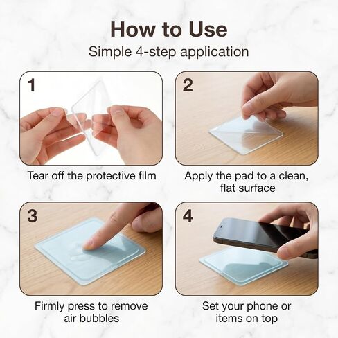 Traceless Sticky Gel Pads, Anti-Slip Double Sided Gripping Pads, Washable Reusable Anti Slip Pad for Car Dashboard Office Home Cell Phone Glass (Transparent) in Saudi Arabia