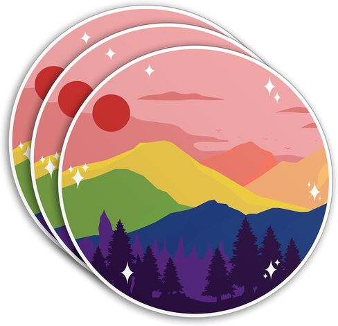 (3Pcs) Subtle LGBTQ+ Sticker LGBTQ+ Flag LGBT Stickers Pride Mountain Trans Sunset Cute 2" Waterproof Die-Cut Vinyl Sticker for Laptop Water Bottle Hard Hat Kindle Cars Sticker Decal Gifts 2 Inches in Saudi Arabia