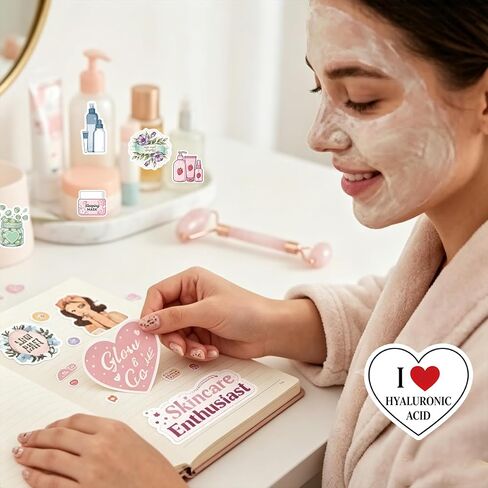 130pcs Esthetician Stickers,Cute Girl Vinyl Waterproof Skincare Sticker for Laptop，Skateboard，Phone Case，Beauty Decals Gifts for Girls for Party Favors Supplies Decor in Saudi Arabia