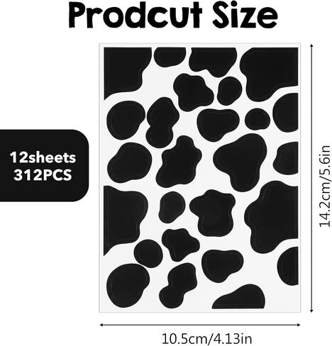 312 Pcs Cow Print Stickers, Cow Print Vinyl Easy Peel and Stick in Kuwait