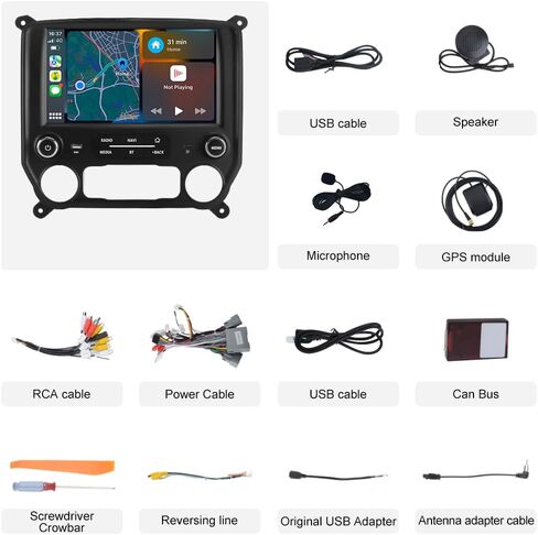 Junsun 8 Core Car Radio Stereo for Chevy Silverado GMC Sierra 2014-2018 with Wireless CarPlay Android Auto WiFi FM Bluetooth GPS Navigation【4+64G 】 in Saudi Arabia