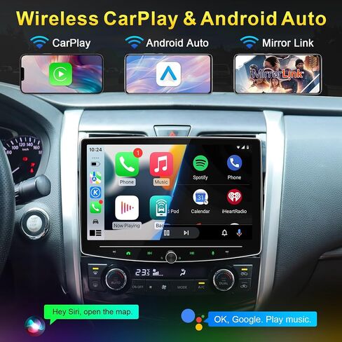 10 Inch Double Din Car Stereo Wireless Apple CarPlay Android Auto, Double din carplay Radio with Bluetooth 5.0/Navigation/Voice Control/Mirror Link in Saudi Arabia