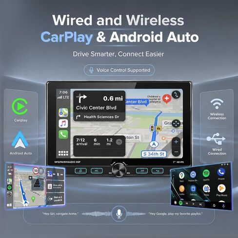 7 inch Single Din Stereo with Wireless Carplay & Android Auto in Saudi Arabia