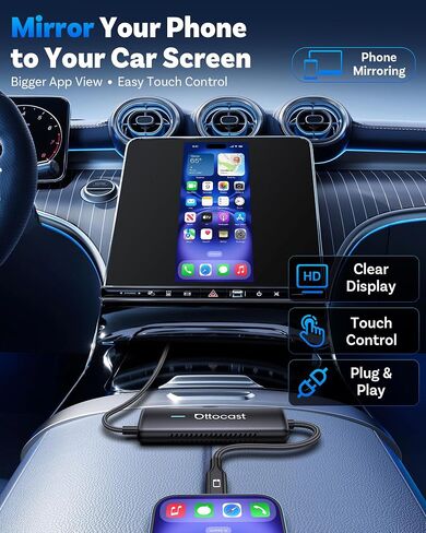 OTTOCAST Mirror Touch Wireless CarPlay Adapter for iPhone 15+ in Saudi Arabia