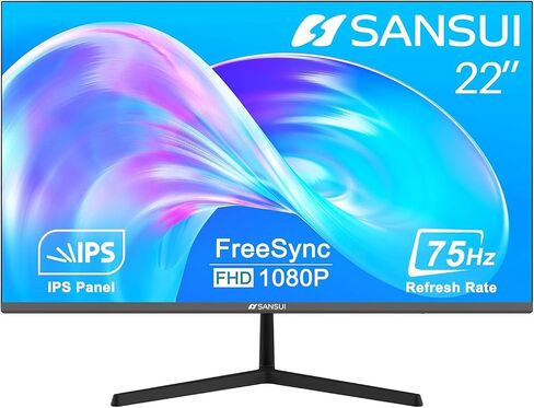 SANSUI Computer Monitor 22 inch IPS FHD 1080P PC Monitor 75Hz, Monitors with HDMI,VGA Ports, Eye Care, Desktop Monitor Ultra-Thin Tilt Adjustable VESA Mount (ES-22X3 HDMI Cable Included) in Saudi Arabia