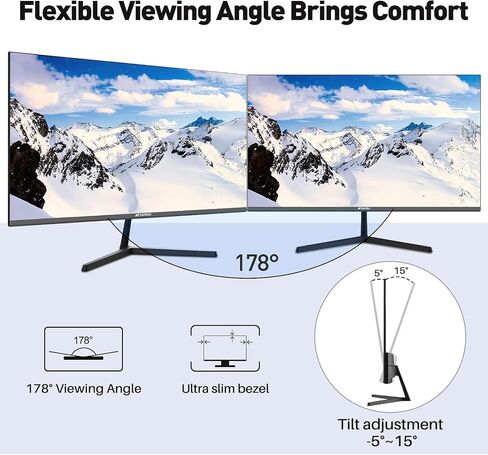 SANSUI Computer Monitor 22 inch IPS FHD 1080P PC Monitor 75Hz, Monitors with HDMI,VGA Ports, Eye Care, Desktop Monitor Ultra-Thin Tilt Adjustable VESA Mount (ES-22X3 HDMI Cable Included) in Saudi Arabia