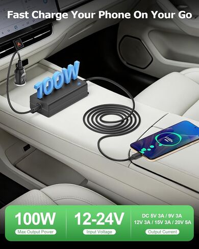 100W USB C Laptop Car Charger for Dell Latitude/XPS/Precision in Saudi Arabia