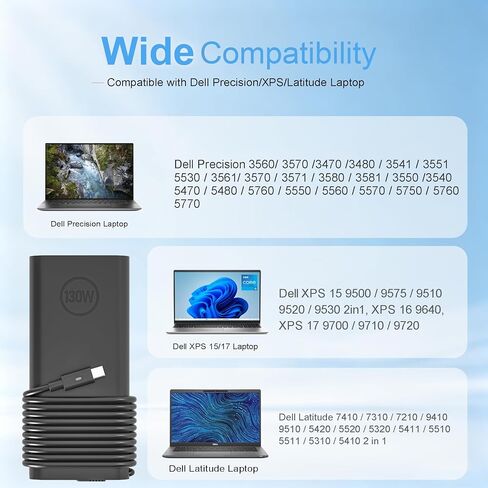 130W USB-C Laptop Charger Compatible with Dell Precision/XPS in Kuwait