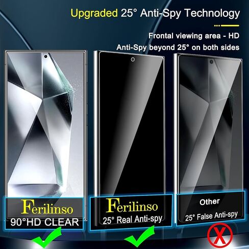 Ferilinso 3 Pack Privacy Screen Protector for Samsung Galaxy S24 Ultra in Saudi Arabia