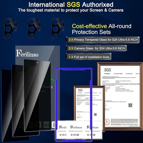 Ferilinso 3 Pack Privacy Screen Protector for Samsung Galaxy S24 Ultra in Saudi Arabia