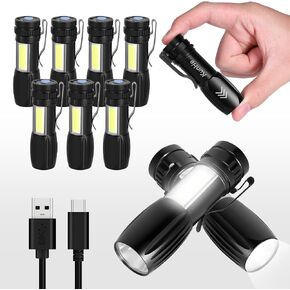 KunHe 10 Pack Small Rechargeable Flashlight Mini LED Flashlight Bright Clip-On Light EDC Flash Light with Side COB Light for Camping Home Emergency in Saudi Arabia