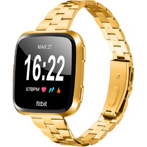 Metal Bands Compatible with Fitbit Versa 2 Bands, Adjustable Stainless Steel Metal Casual Sport Strap for Fitbit Versa/Versa Lite/Versa SE Bands Women Men in Saudi Arabia