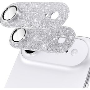 [2 Pack] Bling Camera Lens Screen Protector for iPhone 17 Pro Max with 9H Tempered Glass Aviation Aluminum Plate Cover Metal Ring,Night Circle,No Bubble,HD Clarity,Easy Installation-Glitter Silver in Saudi Arabia