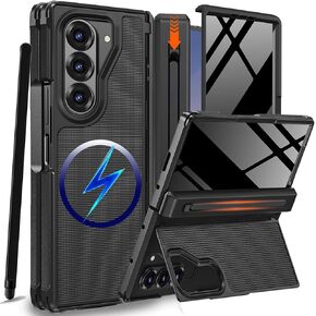 NINKI for Samsung Galaxy Z Fold 6 Case with S Pen Holder & Stylus and Invisible Kickstand, Magnetic Privacy Screen Protector Hinge Phone Cover for Samsung Z Fold 6 Case with Slim S Pen Slot – Black in Kuwait