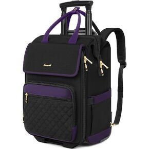 Arcoyard Rolling Backpack for Women, Travel Rolling Laptop Backpack with Wheels, Vertical & Horizontal Storage 2 In 1, Flip-Top Design, Water-Resistant Overnight College Underseat Carry on Luggage in Kuwait