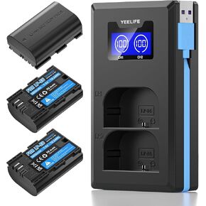 3 Pack LP-E6N LP-E6 Battery and Dual LED Charger, 2600mAh Battery for Canon EOS R R5 R6 R7, R5 C, R6 Mark II, 5D Mark II III IV, 5DS R, 6D Mark II 7D Mark II, 6D 7D 90D 80D 70D 60D, XC10, XC15 Camera in Kuwait