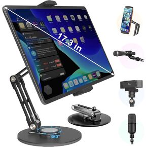 Desktop iPad Stand,Tablet Aluminum Arm 360° Rotation Heavy-Duty Base Mount in Saudi Arabia