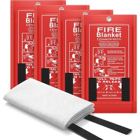FLASLD 4 Pack Fire Blanket for Home and Kitchen, 40x40 Inch Fiberglass Fire Blankets Emergency for People, Fire Suppression Blankets for School Fireplace Grill Car Office Garage Welding Warehouse in Saudi Arabia
