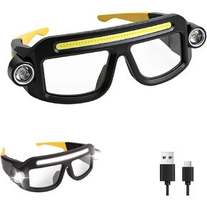 LED Rechargeable Headlight Safety Glasses with COB Floodlight & Spotlight LED Light, 5 Modes USB C Light Up Glasses Lighted Eyewear for Running Camping Fishing Cycling Hiking in Saudi Arabia