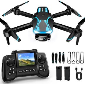 Drone with Camera & Screen on Controller, 1080P Foldable Drone for Adults Beginners, Control Quadcopter with Stable Altitude Hold, Gravity Control, Trajectory Flight, One Key Take Off, 2 Batteries, 3D Flips in Saudi Arabia