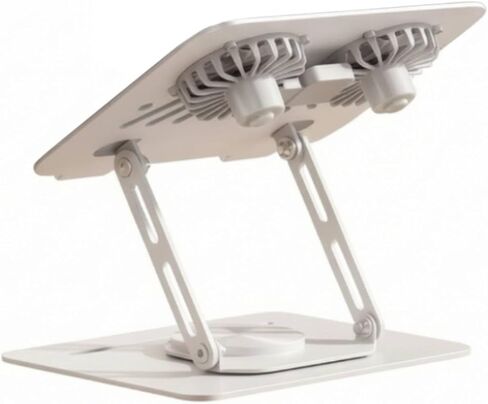 Laptop Cooling Stand Adjustable Laptop Riser Ergonomic for Home Office, White, with Fan in Saudi Arabia