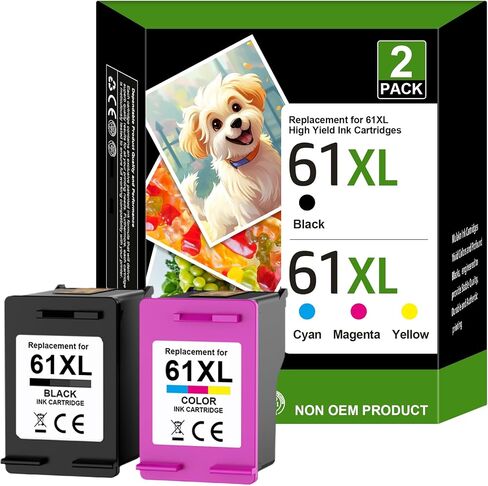 61XL Ink Cartridge Replacement for HP 61 Ink Cartridge Combo Pack for HP 61XL for Envy 4500 4501 4502 5530 4502 Officejet 4630 4635 Deskjet 1000 1010 2540 Printer (2 Pack,1 Black, 1 Tri-Color) in Saudi Arabia