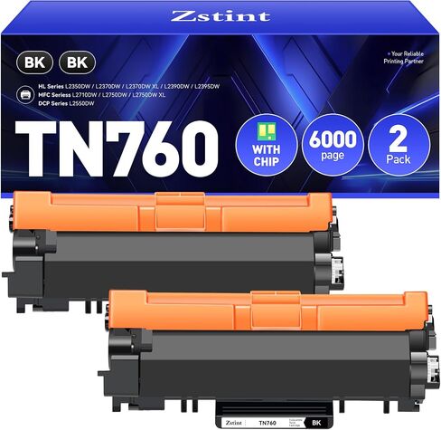 TN760 Toner Cartridge 2-Pack High Yield With Chip Replacement for Brother TN-760 TN-730 Toner Compatible with MFC-L2710DW L2750DW HL-L2350DW L2370DW HL-L2395DW L2390DW DCP-L2550DW MFC-L2690DW Printer in Saudi Arabia