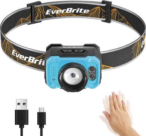 EverBrite 600LM Rechargeable Headlamp, Motion Sensor Head Lamp for Adults in Saudi Arabia