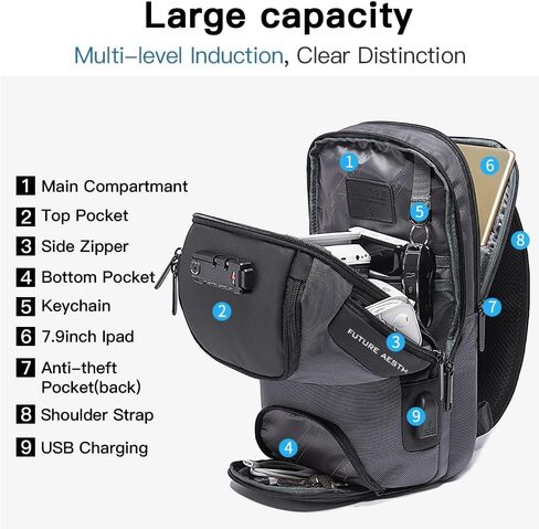BANGE Sling Bag - Waterproof Men's Chest Shoulder Crossbody Sling Backpack in Saudi Arabia