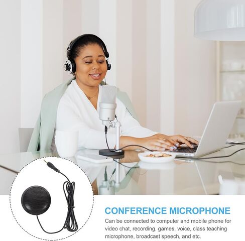 USB Conference Microphone with Noise Reduction and Omnidirectional Sound Pickup for Computer Desktop Use, Plastic Material, for Broadcast Speech and Gaming in Saudi Arabia