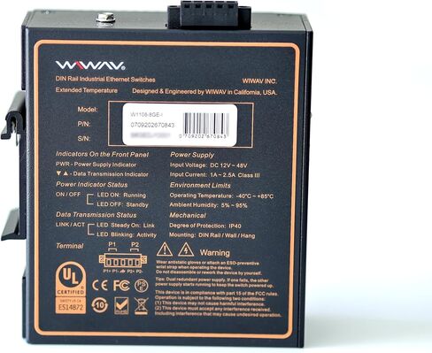 W1108-8GE-I 10/100/1000Mbps Unmanaged 8-Port Gigabit Industrial Ethernet Switches with DIN Rail/Wall-Mount (UL Listed, IP40, -40 to 85°C) in Saudi Arabia