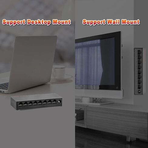 8 Ports Gigabit Ethernet Switch Unmanaged, Network Switch Supported Desktop or Wall Mount,1000Mbps Ethernet SplitterPlug & Play|Fanless Design|Shielded Ports|Traffic Optimization in Saudi Arabia
