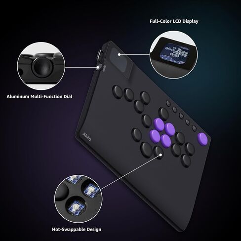 Akko FUNBOX Leverless Arcade Controller Hall Effect Hot Swap Fight Pad Multi‑Platform Compatible for Competitive Fighting Games in Saudi Arabia
