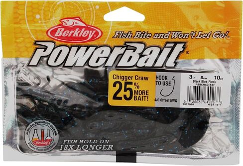 Berkley PowerBait Chigger Craw,Black Blue Fleck,3" (10 Count) in Kuwait