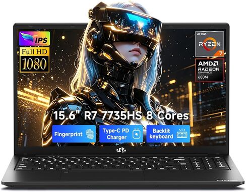 كمبيوتر محمول للألعاب NIMO مقاس 15.6 بوصة FHD IPS، كمبيوتر AMD Ryzen 7 (يصل إلى 4.75 جيجا هرتز، Beat i7-12650H) مع ذاكرة الوصول العشوائي DDR5 سعة 16 جيجابايت و1 تيرابايت SSD Radeon 680M GPU ضمان لمدة عامين عرض 180 درجة Win11 محمول للطلاب المبدعين في مجال  in Kuwait