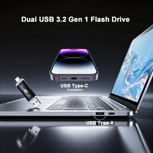محرك أقراص فلاش مزدوج USB 3.2 الجيل الأول سعة 128 جيجابايت من النوع C in Kuwait