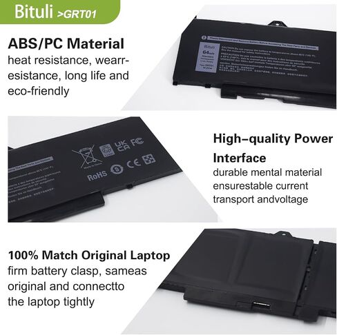GRT01 Laptop Battery Replacement for Dell Latitude 5421 5431 5521 5531 Precision 3561 3470 3571 3581 Alienware m17 R5 AMD Series Laptop 00P3TJ 0P3TJ 0R05P0 R05P0 05RGW 9JRV0 15.2V 64Wh in Kuwait