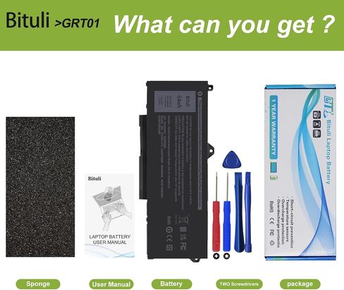 GRT01 Laptop Battery Replacement for Dell Latitude 5421 5431 5521 5531 Precision 3561 3470 3571 3581 Alienware m17 R5 AMD Series Laptop 00P3TJ 0P3TJ 0R05P0 R05P0 05RGW 9JRV0 15.2V 64Wh in Kuwait
