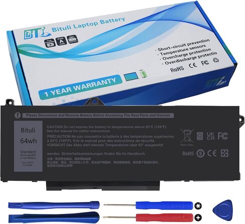 GRT01 Laptop Battery Replacement for Dell Latitude 5421 5431 5521 5531 Precision 3561 3470 3571 3581 Alienware m17 R5 AMD Series Laptop 00P3TJ 0P3TJ 0R05P0 R05P0 05RGW 9JRV0 15.2V 64Wh in Kuwait