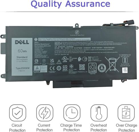 بطارية الكمبيوتر المحمول DELL K5XWW لأجهزة الكمبيوتر المحمول Dell Latitude 7389 7390 2n1 Latitude 12 5000 5289 2n1 L3180 E5289 P29S001 P29S002 Series Laptop P29S001 P29S002 451-BBZC 725KY 71TG4 N18GG 6CYH6 CFX97 7.6 فولت 60 وات في الساعة 4 خلايا in Kuwait