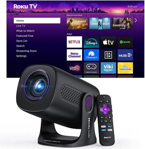 HAPPRUN Roku TV Smart Mini Projector with WiFi and Bluetooth for Portable in Saudi Arabia