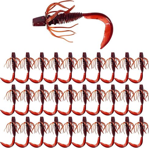 Eupheng 2.56Inch/3.56Inch 30PCS Curly Style Tail Worms with Adjustable Skirt, Realistic Wavy Tail Soft Bait Grub Swimbaits, Slow Fall Action for Bass, Trout & Crappie in Kuwait