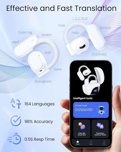 AI Translation Earbuds Real Time for Work Travel Study Entertainment Everyday Life White in Saudi Arabia