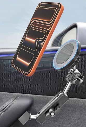 Magnetic Door Phone Holder for Tesla Model Y/3/Juniper/Highland 2021-2026, 【OEM-Style & Strong Magnet】 All-Metal Tesla Mount for iPhone 17/16/15/14/13/12, Tesla Accessories You Need in 2026 in Saudi Arabia