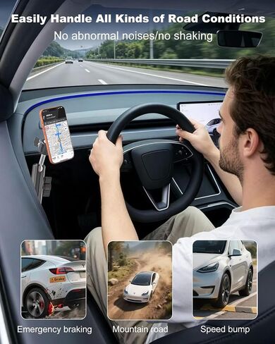 Magnetic Door Phone Holder for Tesla Model Y/3/Juniper/Highland 2021-2026, 【OEM-Style & Strong Magnet】 All-Metal Tesla Mount for iPhone 17/16/15/14/13/12, Tesla Accessories You Need in 2026 in Saudi Arabia