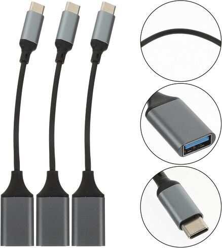 3 Pcs USB C to USB 3.0 Adapter Cable, 5gbps Otg Data Transfer, Black in Kuwait