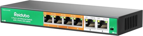 محول إيثرنت 6 منافذ بسرعة 10 جيجابت غير مُدار، 2 × 10 جيجابت RJ45 منافذ Uplink + 4 × 2.5 جيجابت منافذ Base-T، متوافق مع 10G/5G/2.5G/1G، معدن بدون مروحة، VLAN، محول شبكة التوصيل والتشغيل لـ NAS، AP، الكمبيوتر الشخصي in Kuwait