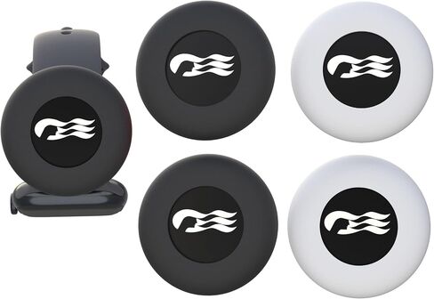 [4 Pack] Princess Cruise Medallion Watch Adapters Holder for Carnival Ocean Medallion 2025, 2026, Fits Watch Wristbands, Pet Silicone Protective Case - Dog Collar Cover for Air-Tags - Black/White in Saudi Arabia